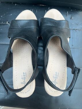 Clarks Black Cork Wedge Sandals for Kids
